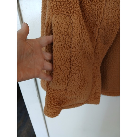 Billabong Sherpa Fleece Jacket Collar Button Front Tan Brown Women M - Picture 5 of 6